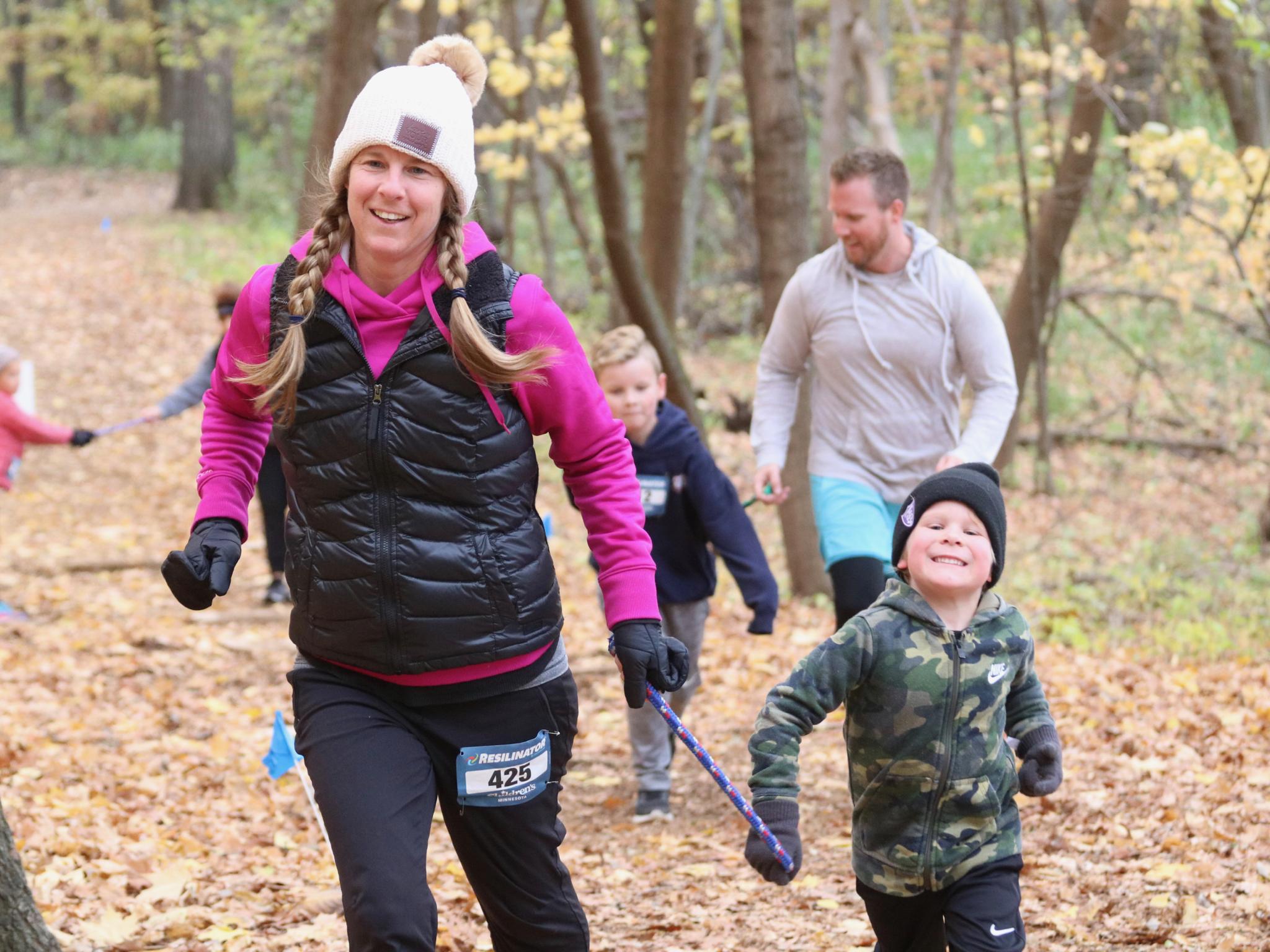 Mother and Son running 