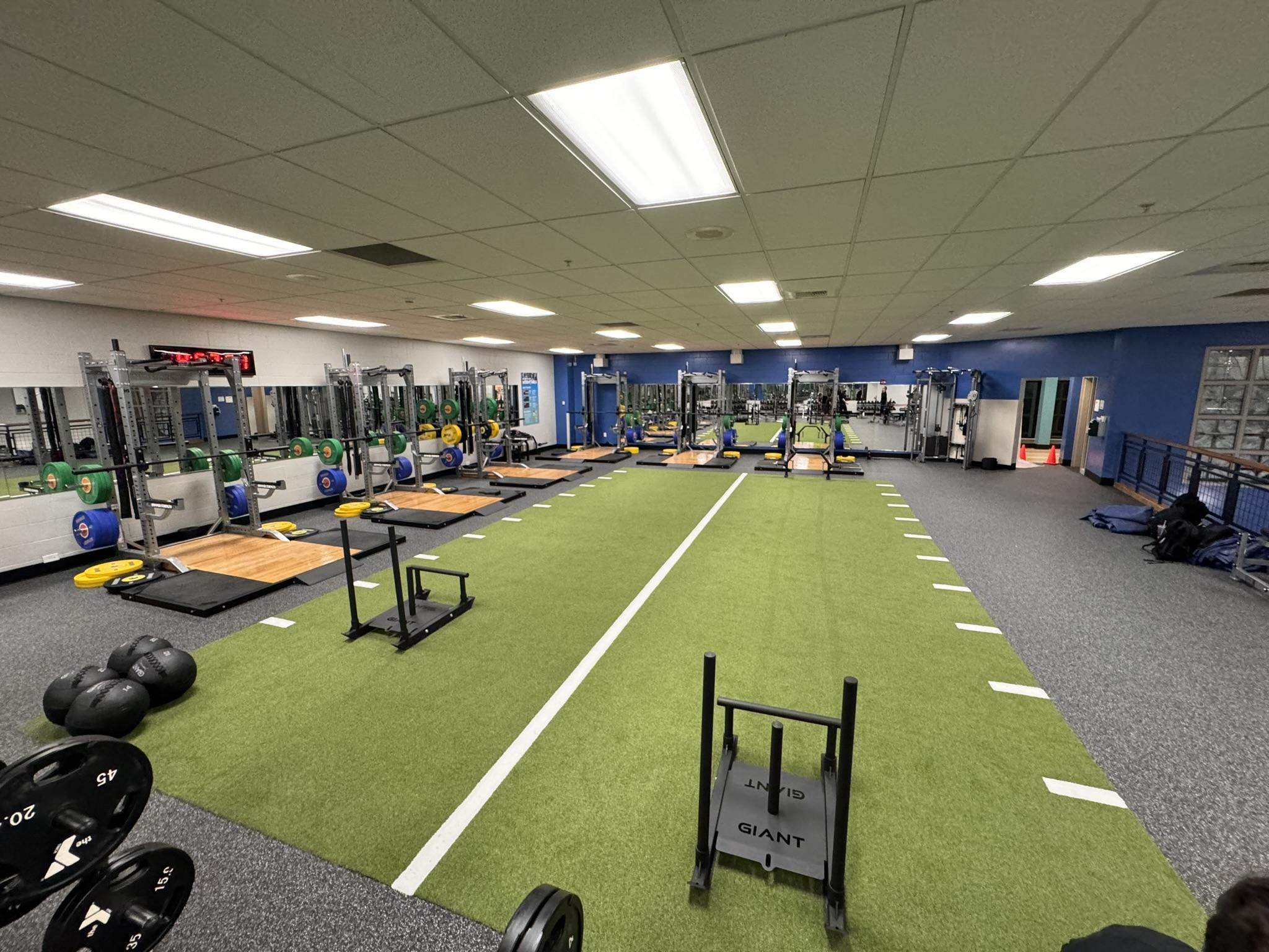 Wide image of the completed gym enhancements at the Mel Korum Family YMCA