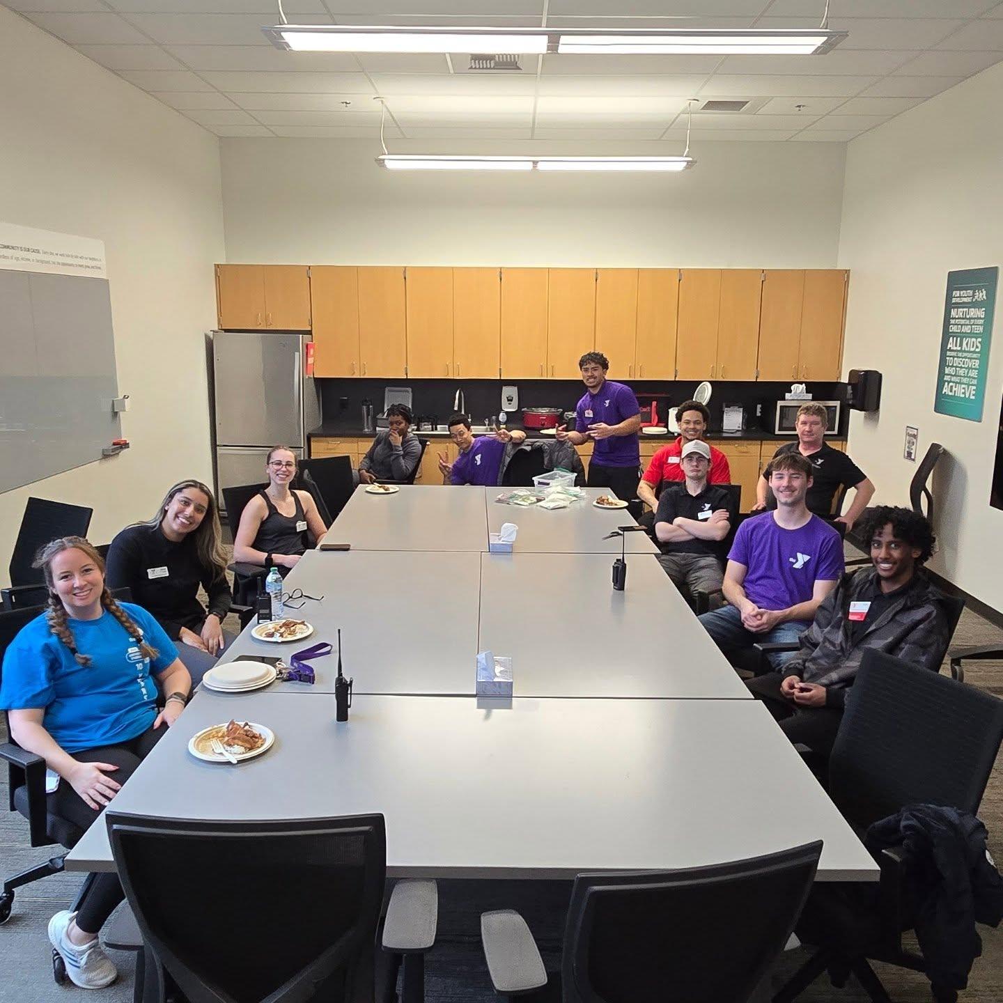 Y staff share a meal during the 2025 gym enhancements