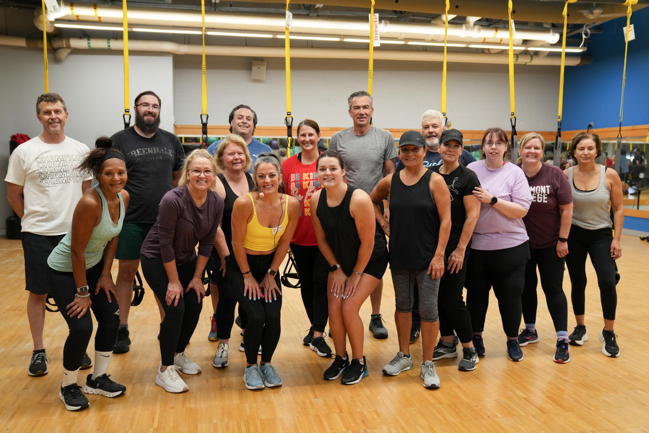 Karen and her TRX class smiling for the camera