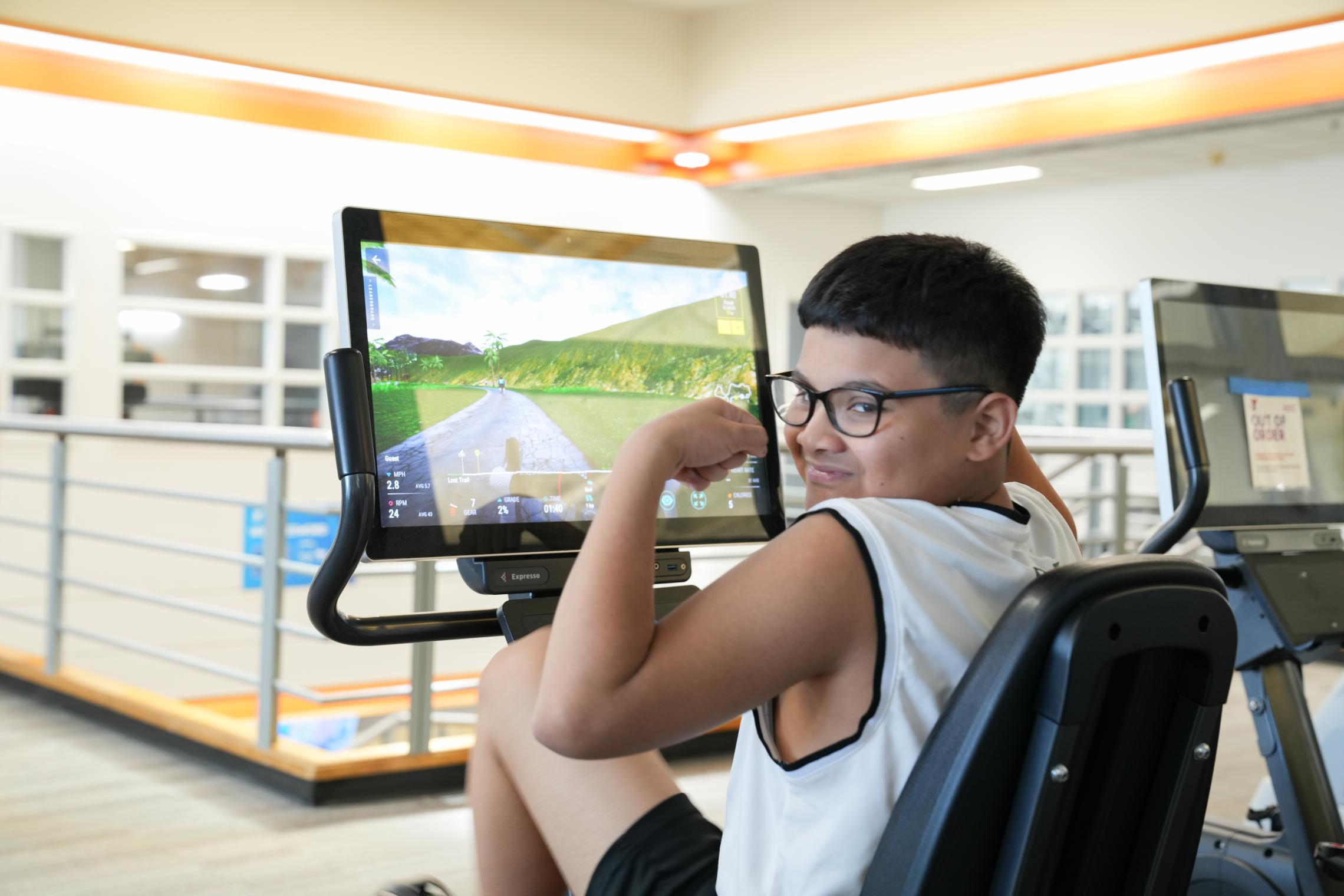 Enando on the recumbant bike