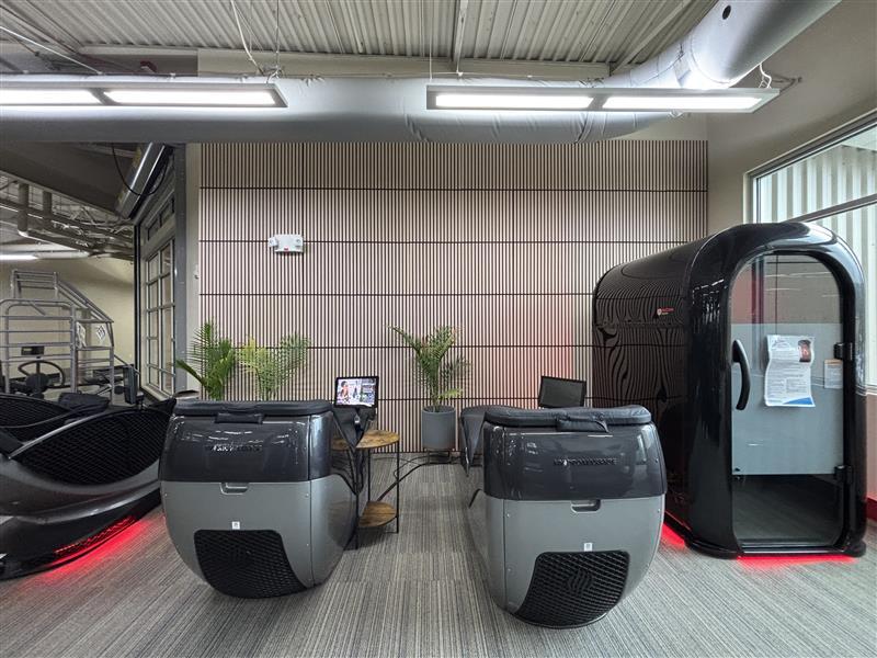 CryoLounge and HydroMassage chairs, and a RedZone Redlight and Infrared Sauna at the Gordon Family YMCA