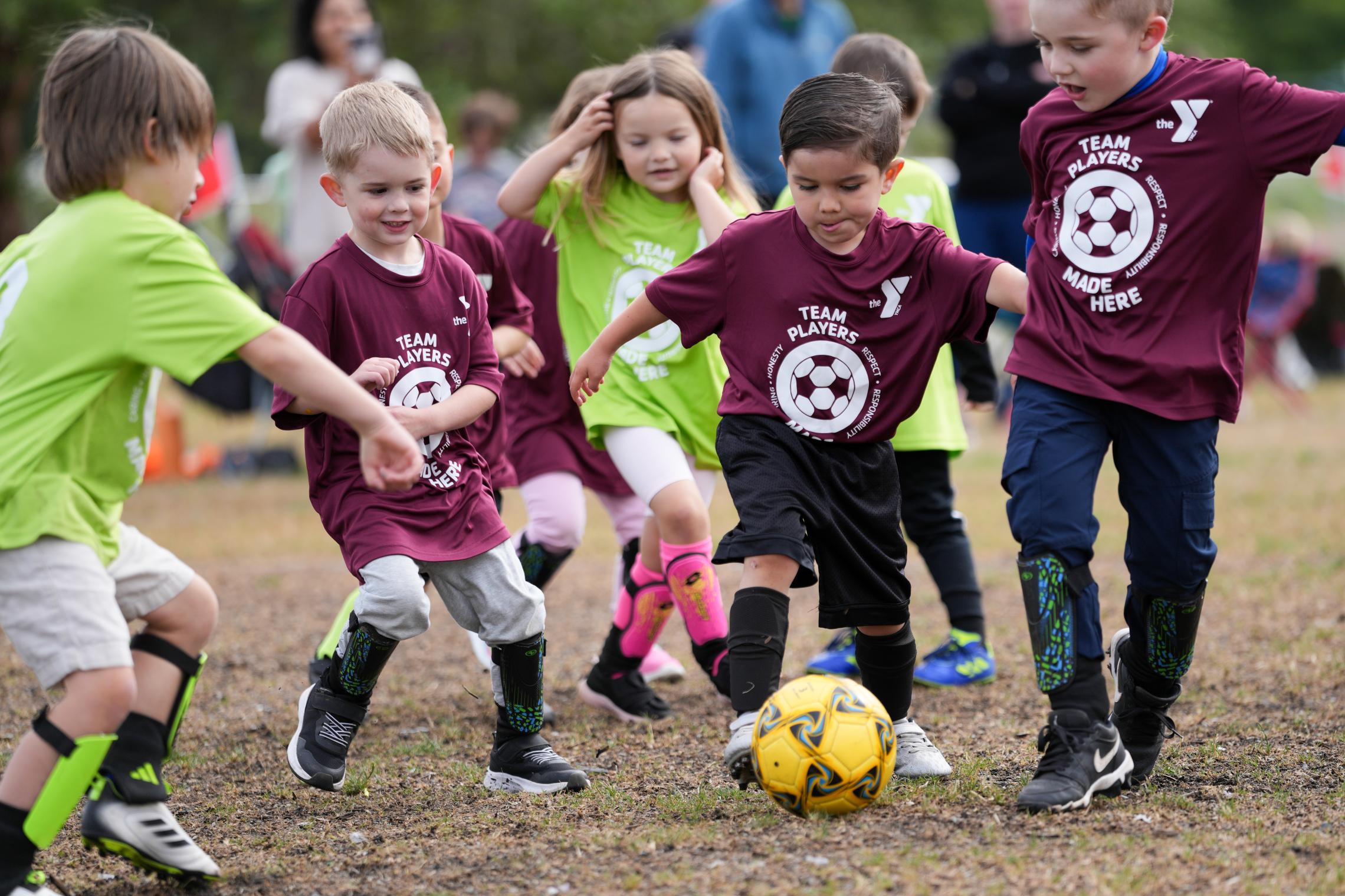 A youth sports soccer game
