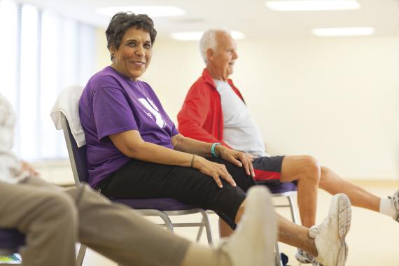 Active older adults exercising