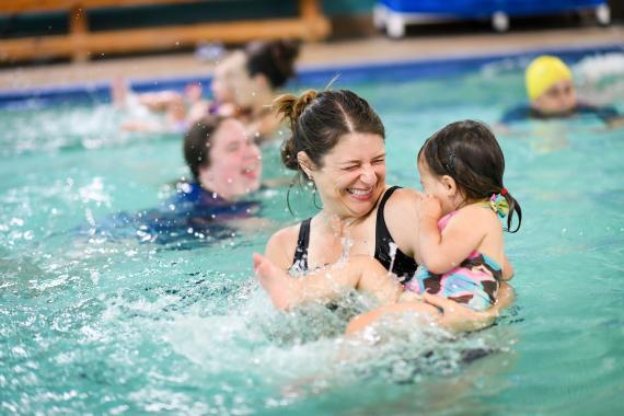 Mother And Child In Pool At Morgan Family YMCA
