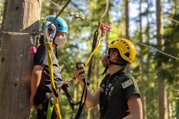 Safely Zip Lining At YMCA Camp Seymour In Accordance To Guidelines