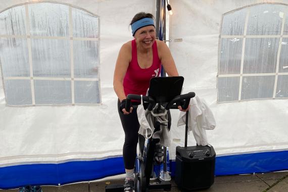 YMCA Cycling In An Outdoor Spark Class