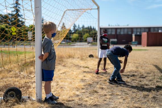 YMCA Youth Soccer At Goal Post