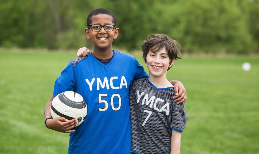 Friends Posing at YMCA Youth Soccer League