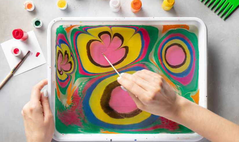Paper Marbling at YMCA Visual Arts Program
