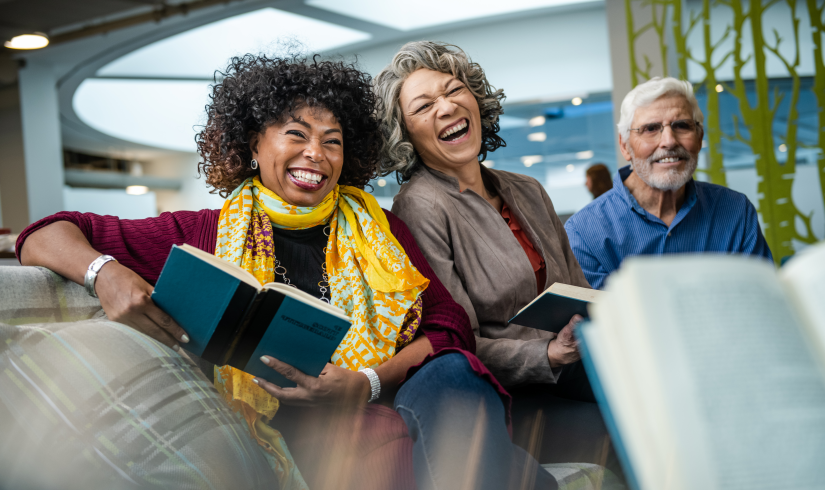 Older Adults Laughing at YMCA Book Club