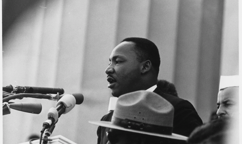 Photo of Dr. Martin Luther King Jr. giving a speech