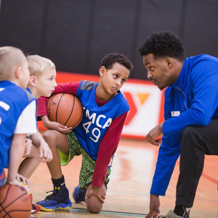 Practice Huddle at YMCA Youth Basketball League