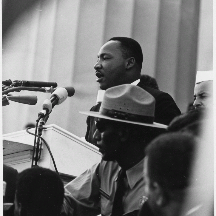 Photo of Dr. Martin Luther King Jr. giving a speech