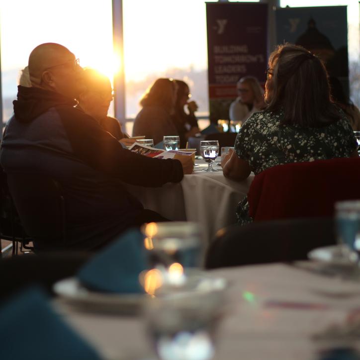 Shot of the tables at the 2023 CCI Breakfast for YCMA teen programs