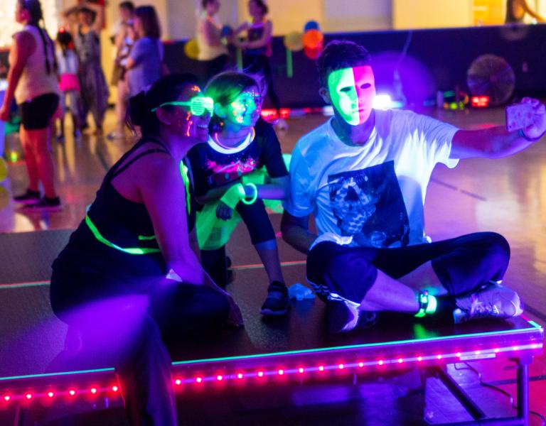 Summer series dance participants take a selfie on our LED stage