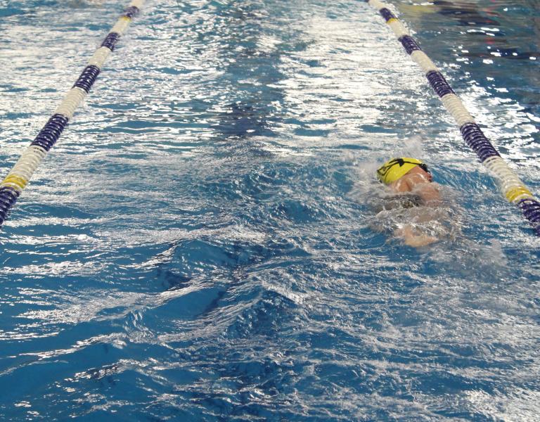 Lane shot during a swim meet at the YMCA