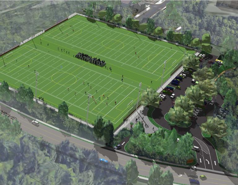 Arial rendering of the future Gig Harbor Sports Complex for the YMCA