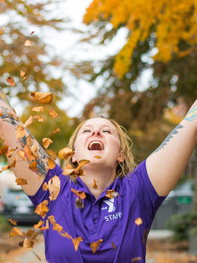 Frolicking In Leaves At The University Y Student Center