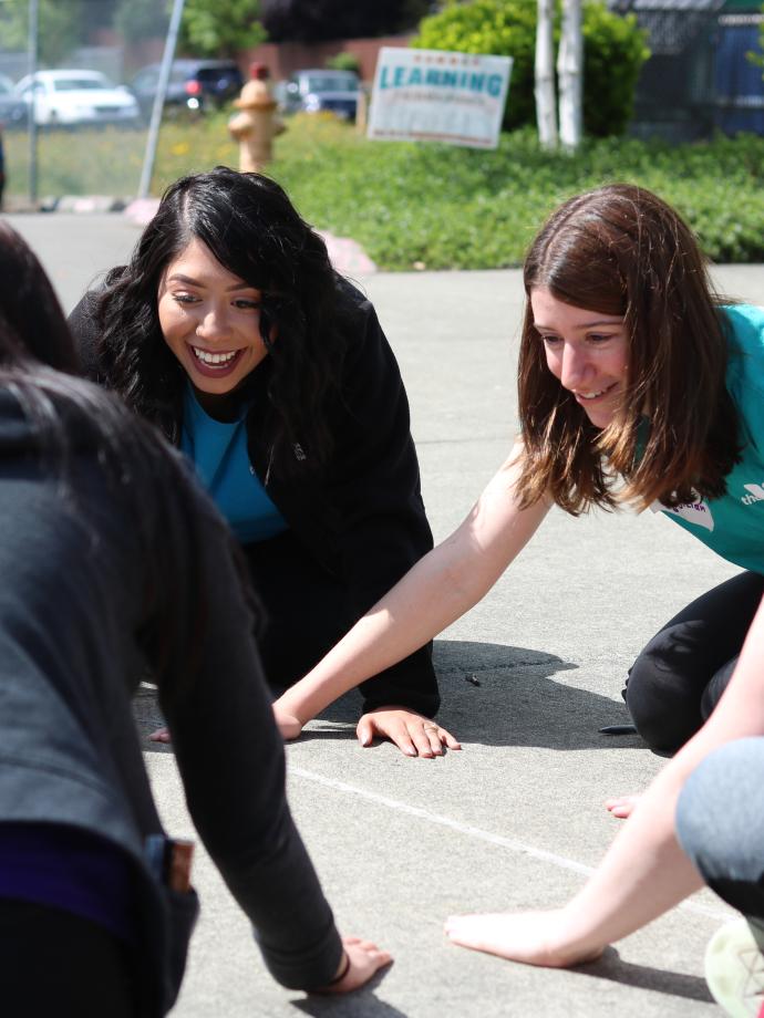 Association staff playing a game during staff training
