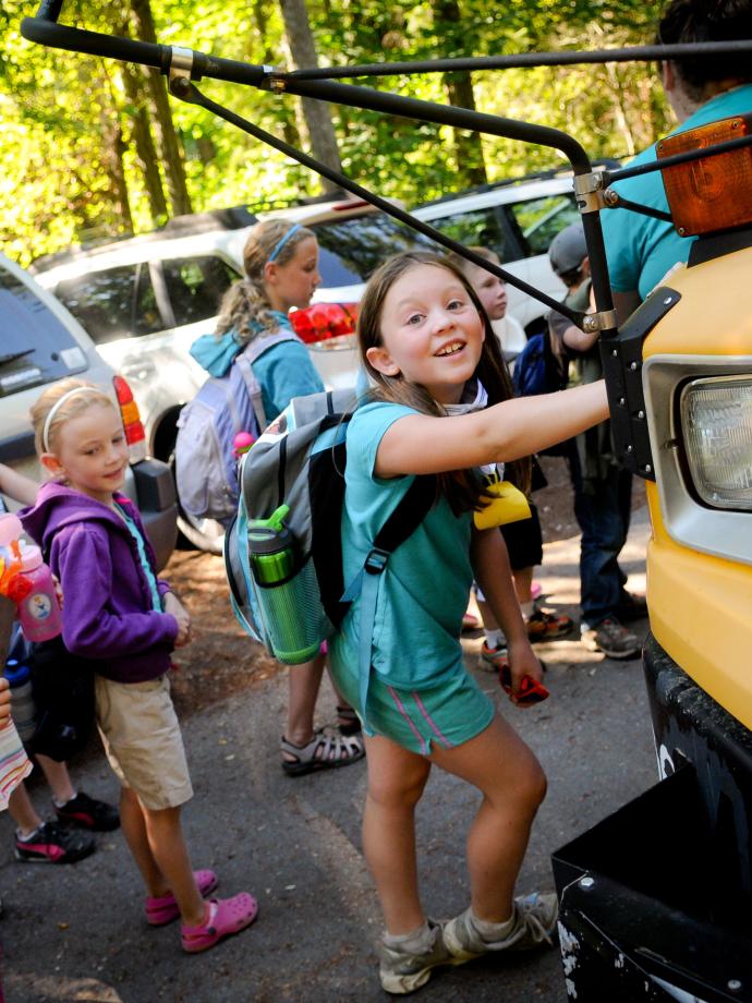 Boarding a Bus At YMCA Camp Lake Helena