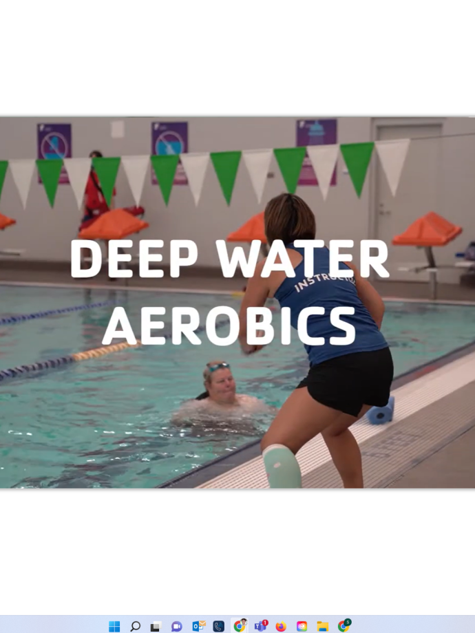 Image of pool with instructor with text reading "deep water aerobics"