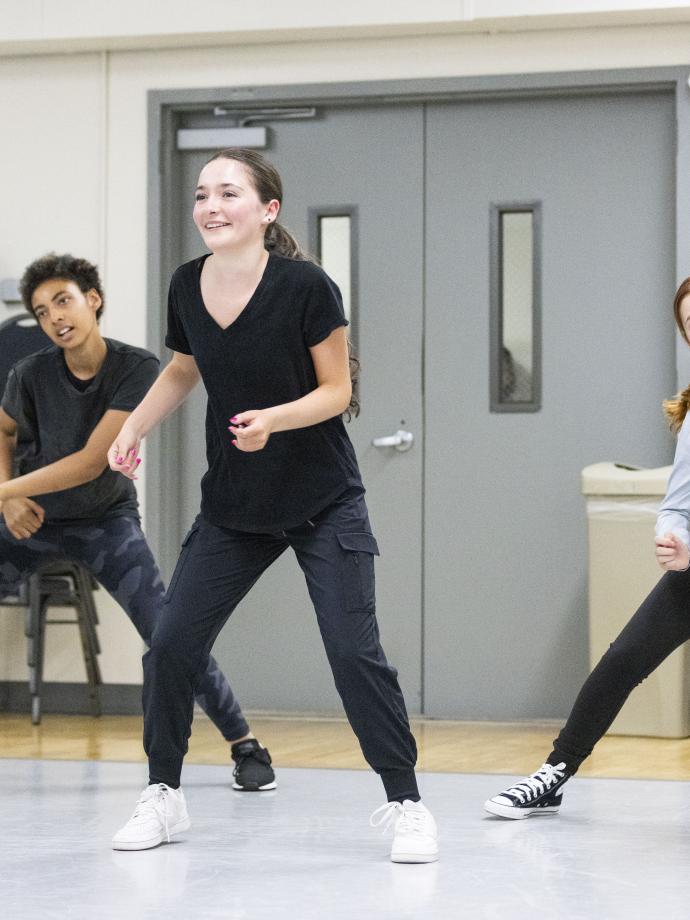 Dance students in the middle of rehearsing some choreography at the YMCA