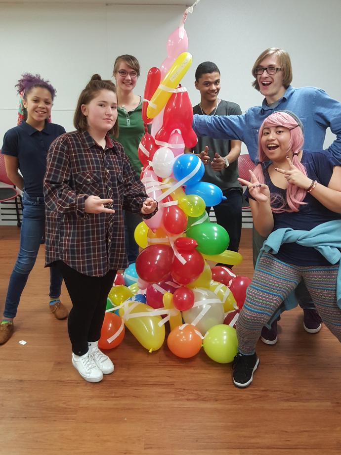 Smiling with Balloon Tree at YMCA Kids Nite Out Leadership Program_Full Size