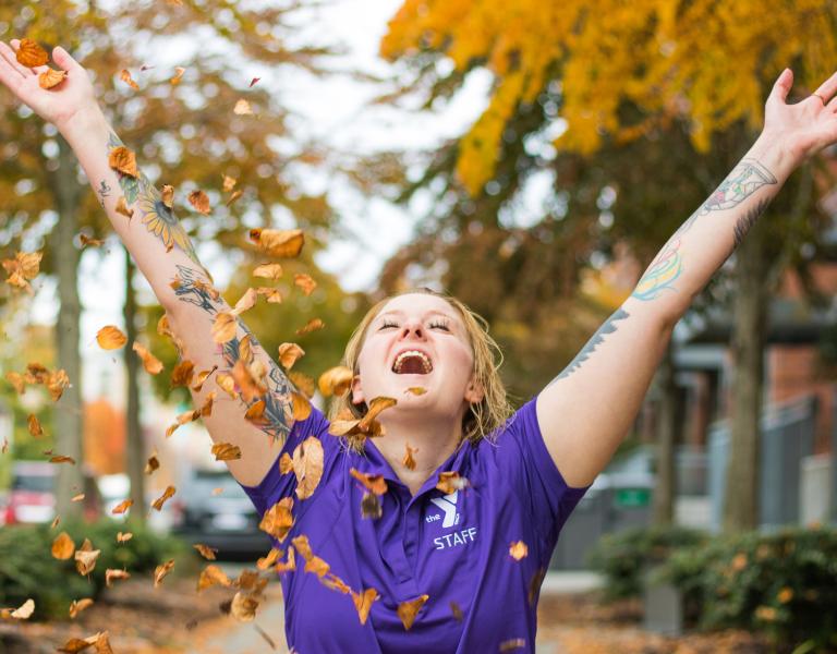 Frolicking In Leaves At The University Y Student Center
