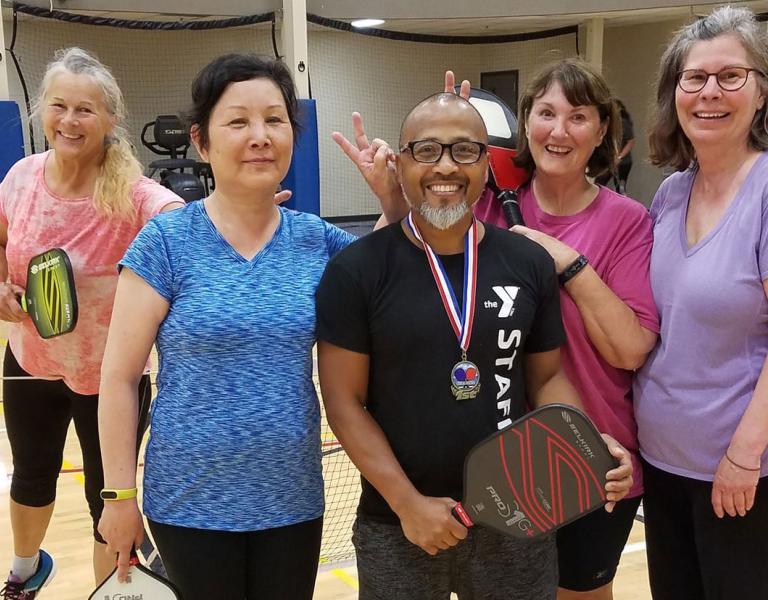 Pickle Ball Group Smiling At The Tacoma Center YMCA