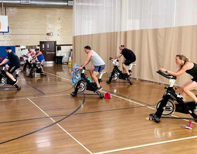 Cycling Class In YMCA Gym