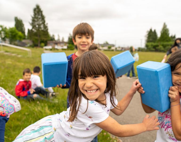 Having Fun With Blocks at Winter Day Camp At The YMCA