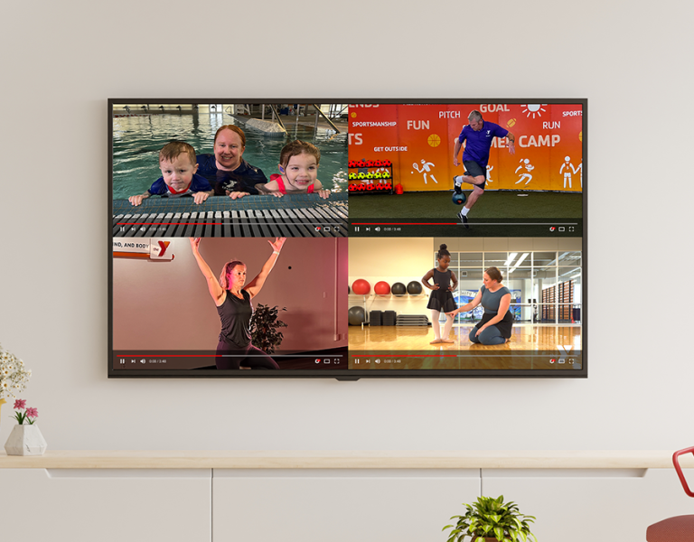 Image of tv with different Y360 courses available