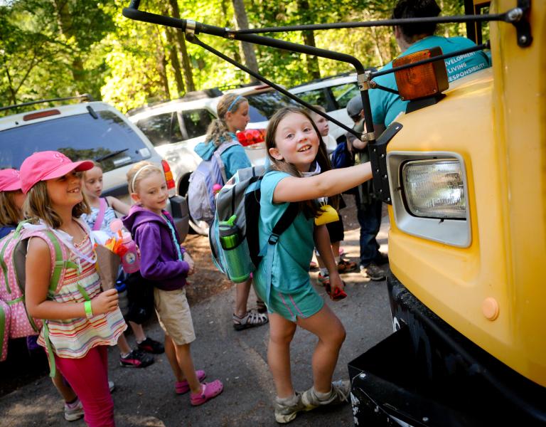 Boarding a Bus At YMCA Camp Lake Helena