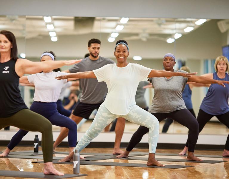 Group Stretch Pose at YMCA Yoga Class