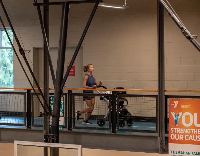 Running Around YMCA Track With Stroller