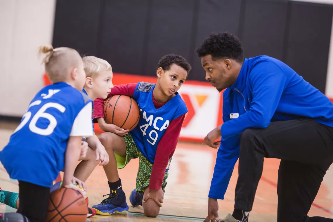 Practice Huddle at YMCA Youth Basketball League