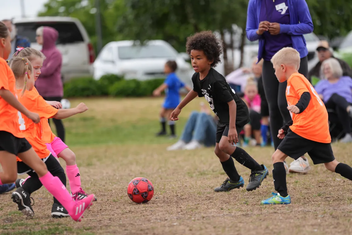 Action shot of a soccer game at the YMCA