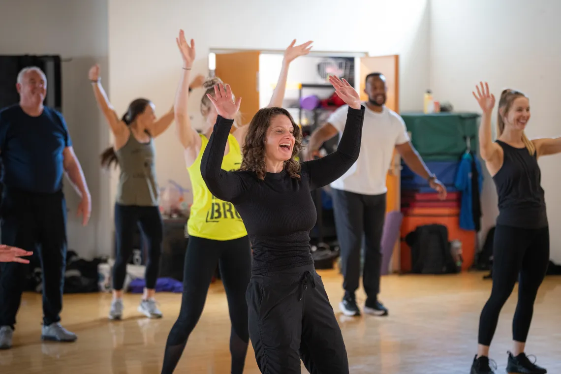 Hands in the Air During YMCA Group Exercise Class