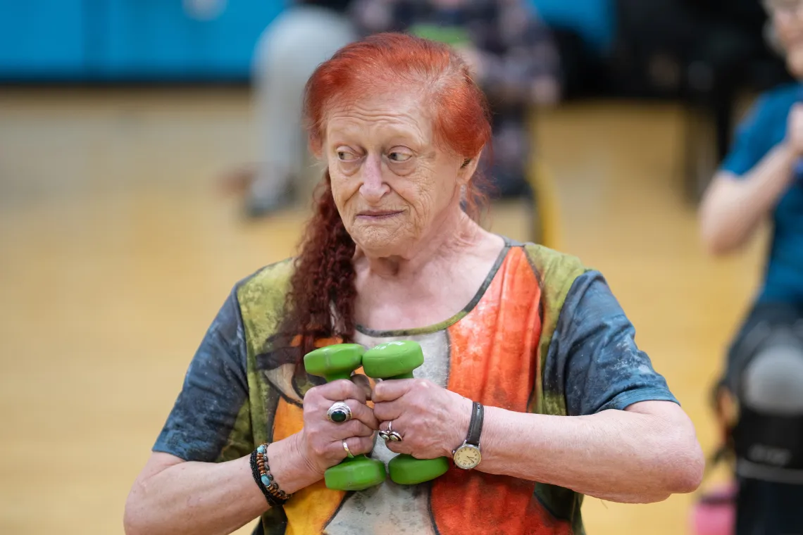 Nancy Holding Weights at Lakewood Family YMCA