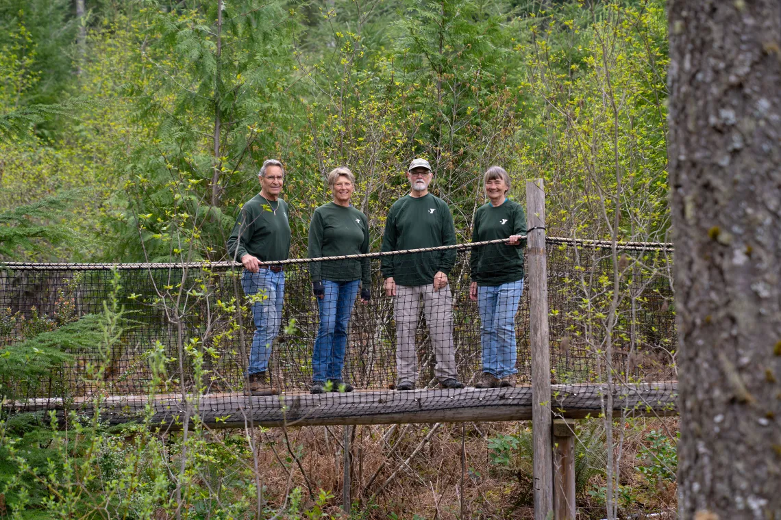 YMCA Volunteers Standing on Camp Seymour Bridge