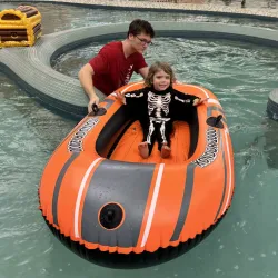 Jack'O'Lantern Jubilee Skeleton Floating in Lazy River