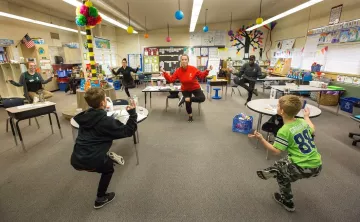 Kids doing yoga at Child Care