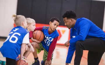 Practice Huddle at YMCA Youth Basketball League
