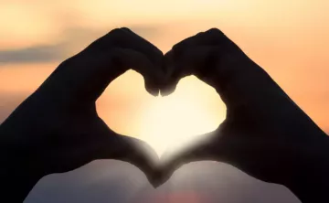 two hands come together to form a heart shape