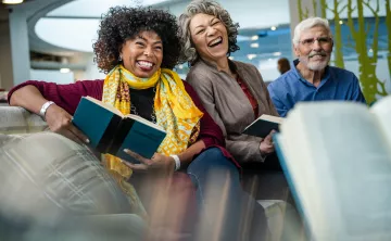 Older Adults Laughing at YMCA Book Club
