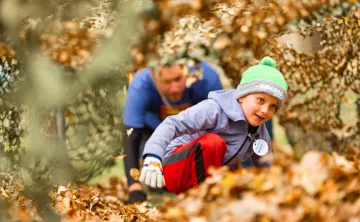 Child Playing in Leaves