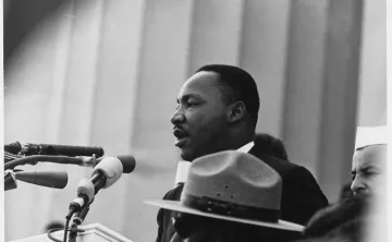 Photo of Dr. Martin Luther King Jr. giving a speech