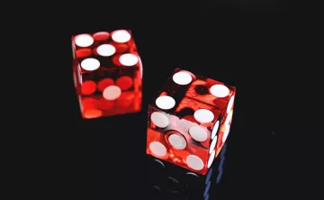Stock photo of 2, red d6 dice