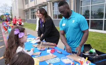 Shot of the bag decorating table during Healthy Kids Day at the Mel Korum Family YMCA